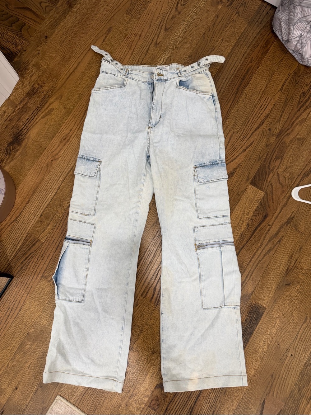 We wore what Light Wash Cargo Jeans for Men - Casual Utility Style